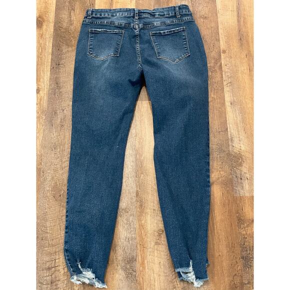 BTFBM button fly raw hem distressed  skinny jean LG - Picture 2 of 9